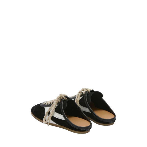 Suede sneaker mules in Black and White - Image 4