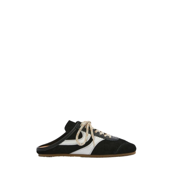 Suede sneaker mules in Black and White