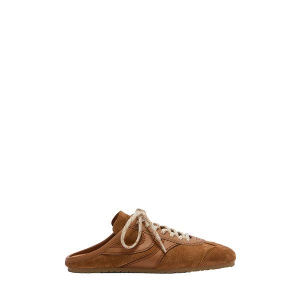 Suede sneaker mules in Tan - Image 2