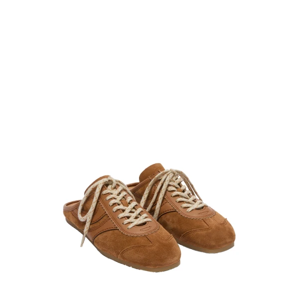 Suede sneaker mules in Tan - Image 3