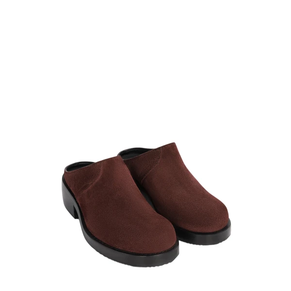 Suede workwear mules in Dark Purple - Image 3