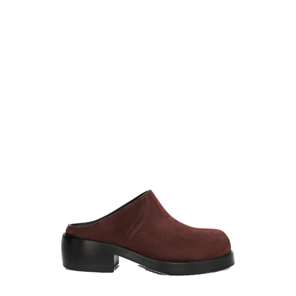 Suede workwear mules in Dark Purple