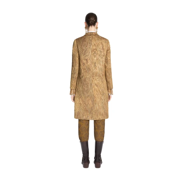 Tailored jacquard coat in Khaki - Image 4