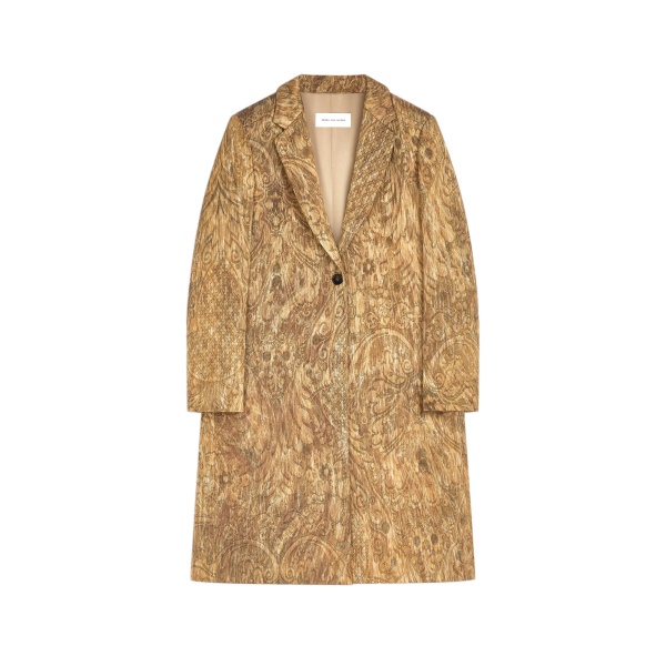 Dries Van Noten Tailored jacquard coat in Khaki | Coats | Coveti