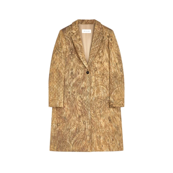 Dries Van Noten Tailored jacquard coat in Khaki | Coats | Coveti