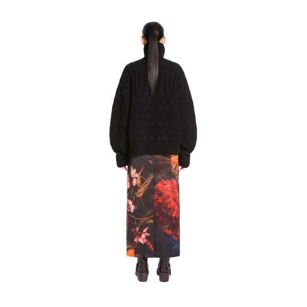 Textured wool cardigan in Black - Image 4