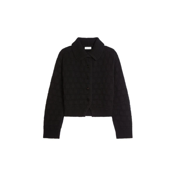 Dries Van Noten Textured wool cardigan in Black | Knitwear | Coveti