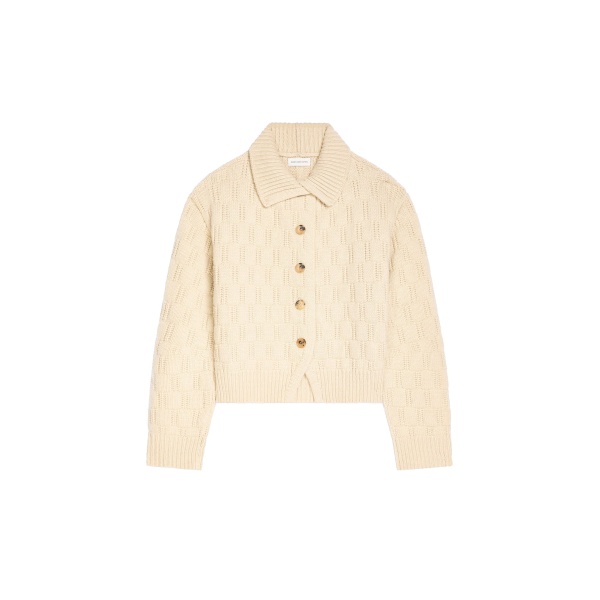 Dries Van Noten Textured wool cardigan in Ecru | Knitwear | Coveti