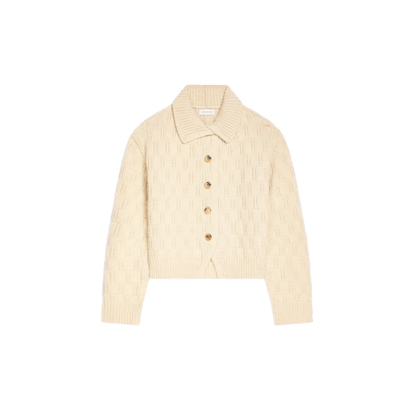 Dries Van Noten Textured wool cardigan in Ecru | Knitwear | Coveti