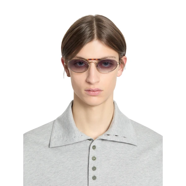 Thin oval sunglasses in Turtle Shell - Image 2