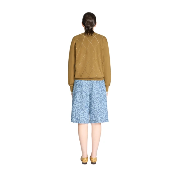V neck merino sweater in Khaki - Image 4