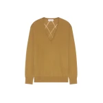 Dries Van Noten V neck merino sweater in Khaki | Knitwear | Coveti