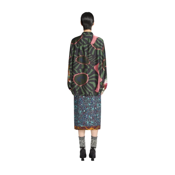 Viscose cocoon shirt in Khaki - Image 4