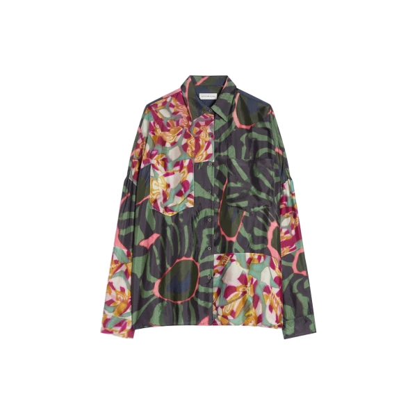 Dries Van Noten Viscose cocoon shirt in Khaki | Tops | Coveti