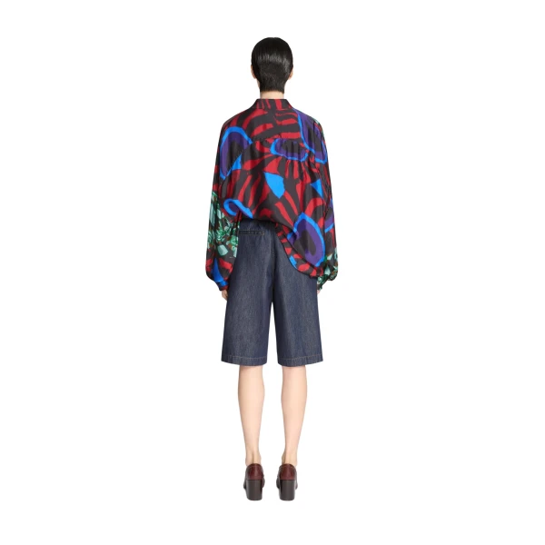 Viscose cocoon shirt in Red - Image 4
