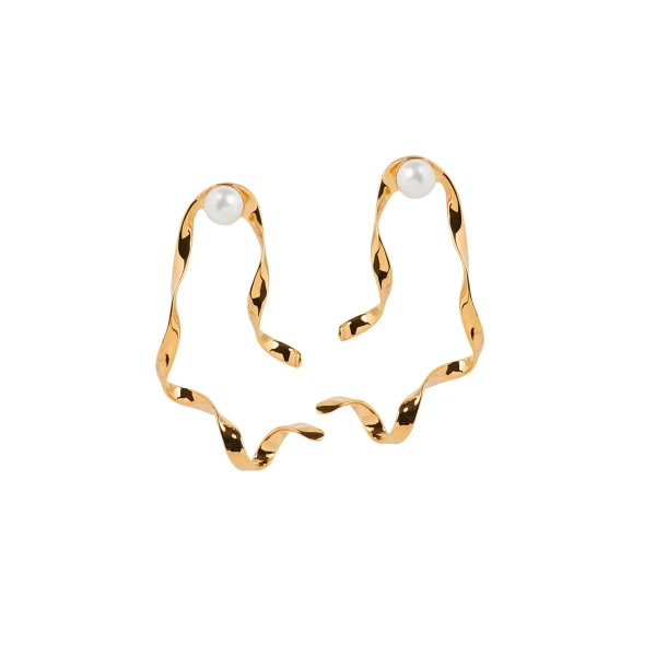 Wave stud earrings in Gold - Image 3