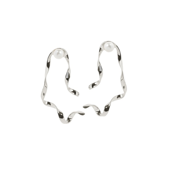 Dries Van Noten Wave stud earrings in Silver