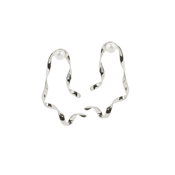 Dries Van Noten Wave stud earrings in Silver