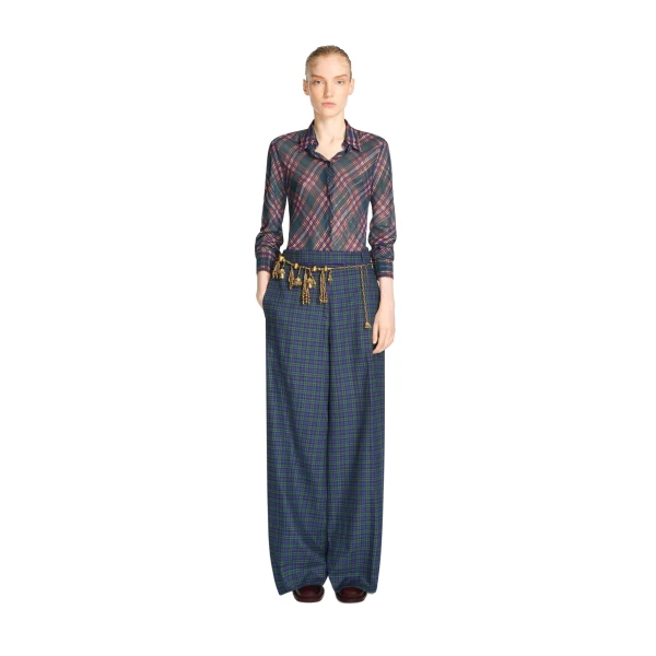 Wide leg cotton pants in Green - Image 2