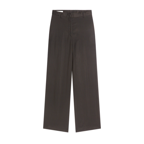 Dries Van Noten Wide leg cupro pants in Dark Brown | Pants | Coveti
