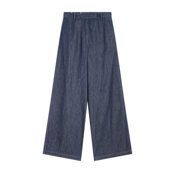 Dries Van Noten Wide leg denim pants in Indigo | Pants | Coveti