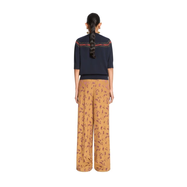 Wide leg jacquard pants in Ocra - Image 4