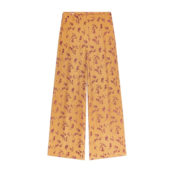 Dries Van Noten Wide leg jacquard pants in Ocra | Pants | Coveti