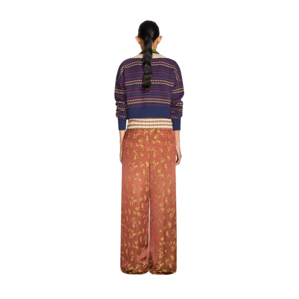 Wide leg jacquard pants in Rust - Image 4