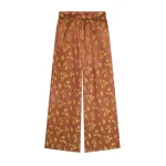 Dries Van Noten Wide leg jacquard pants in Rust | Pants | Coveti