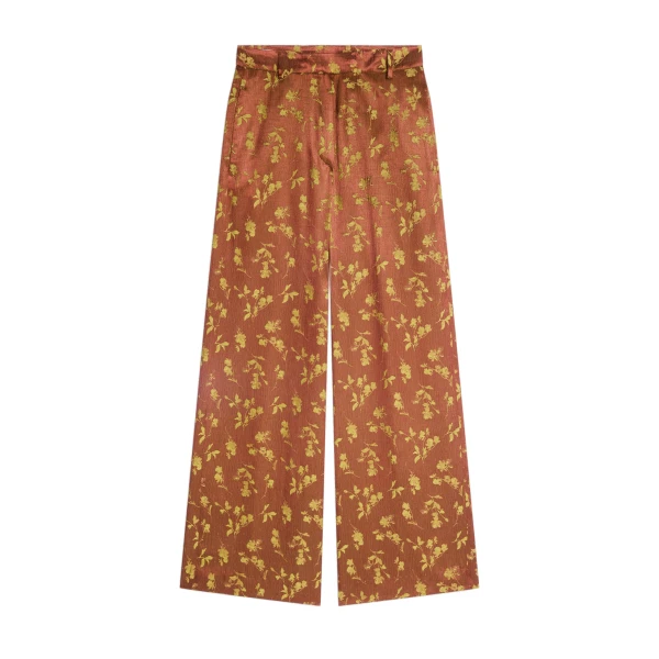 Dries Van Noten Wide leg jacquard pants in Rust | Pants | Coveti