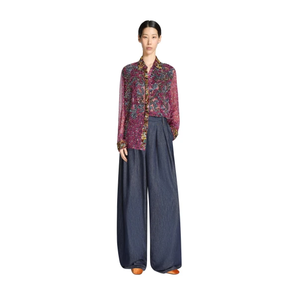 Wide pleated jeans in Indigo - Image 2