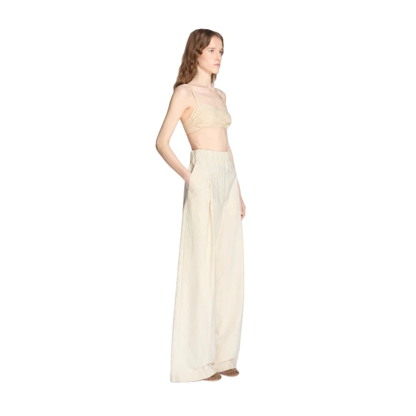Wide pleated pants in Ecru - Image 3