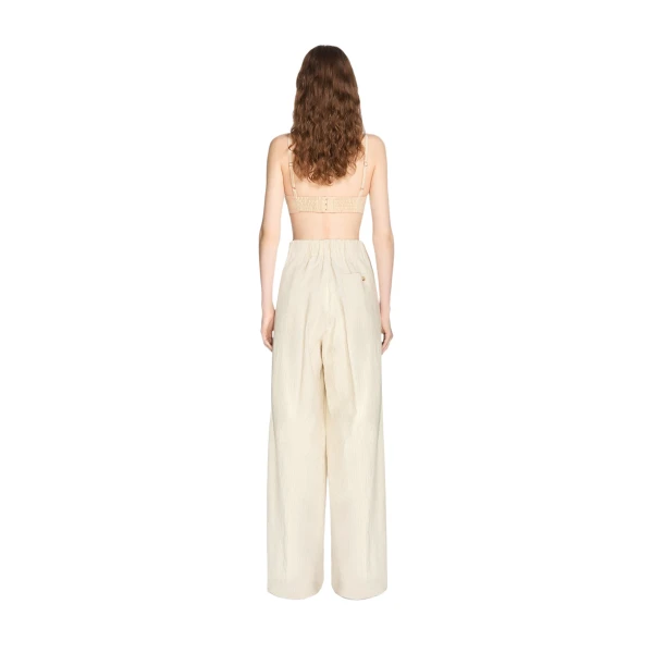 Wide pleated pants in Ecru - Image 4