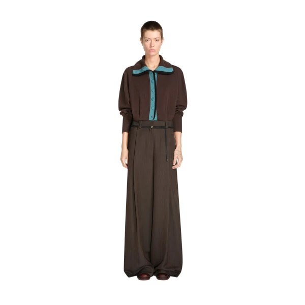 Wide pleated viscose pants in Brown - Image 2