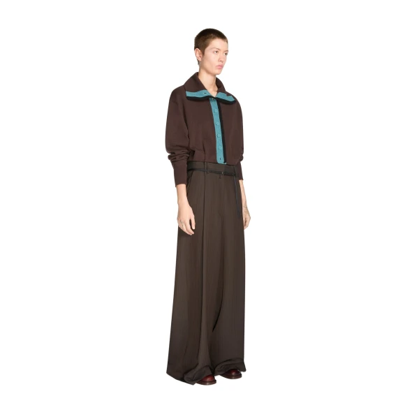 Wide pleated viscose pants in Brown - Image 3