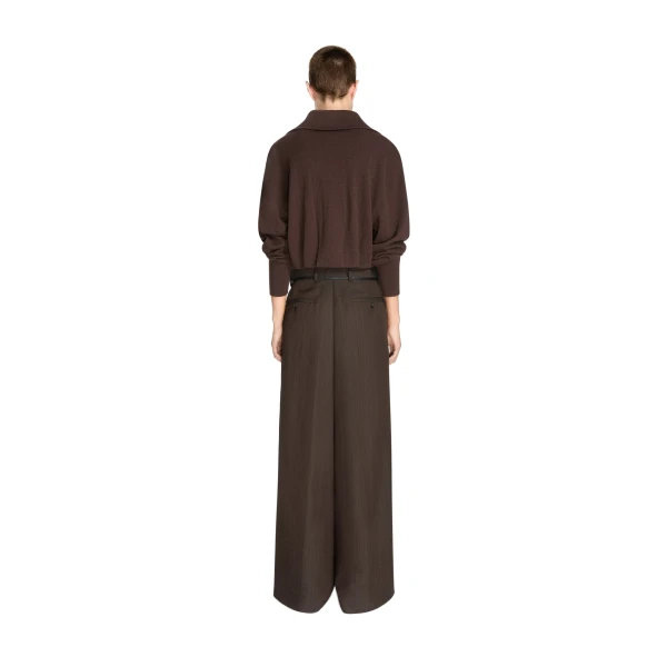 Wide pleated viscose pants in Brown - Image 4