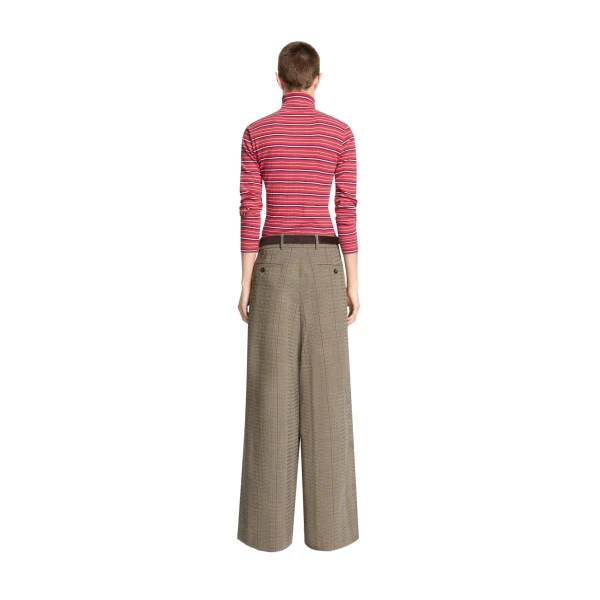 Wide pleated wool pants in Cement - Image 4