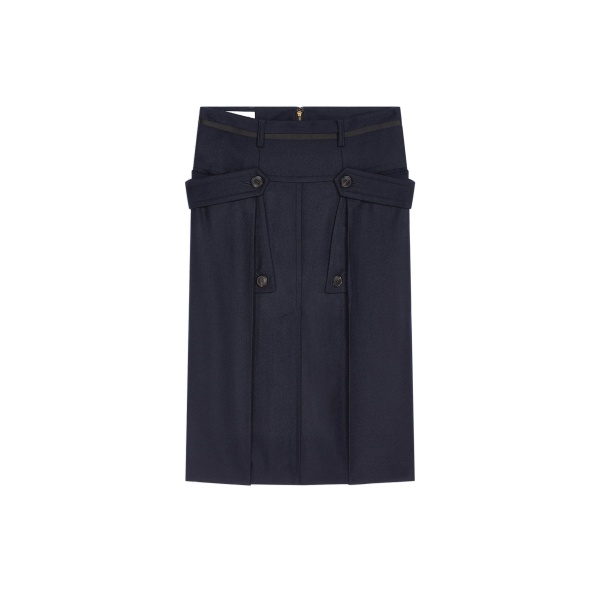 Dries Van Noten Wool midi skirt in Navy | Skirts | Coveti