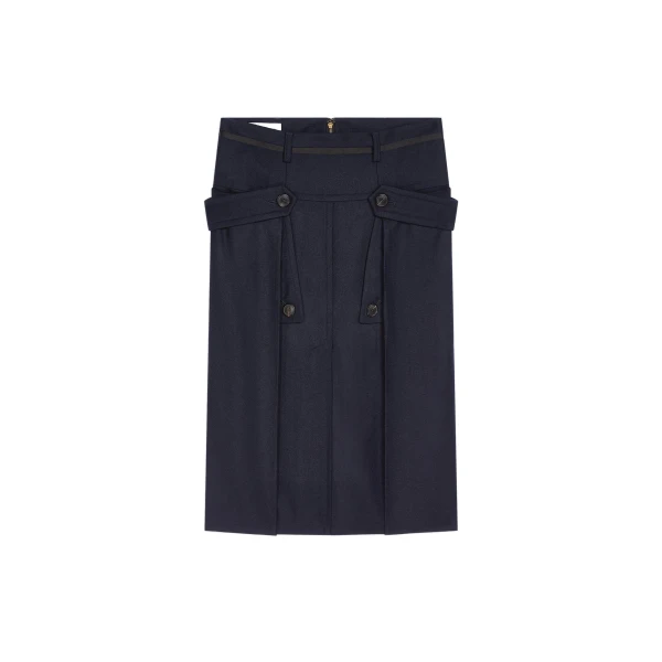 Dries Van Noten Wool midi skirt in Navy | Skirts | Coveti