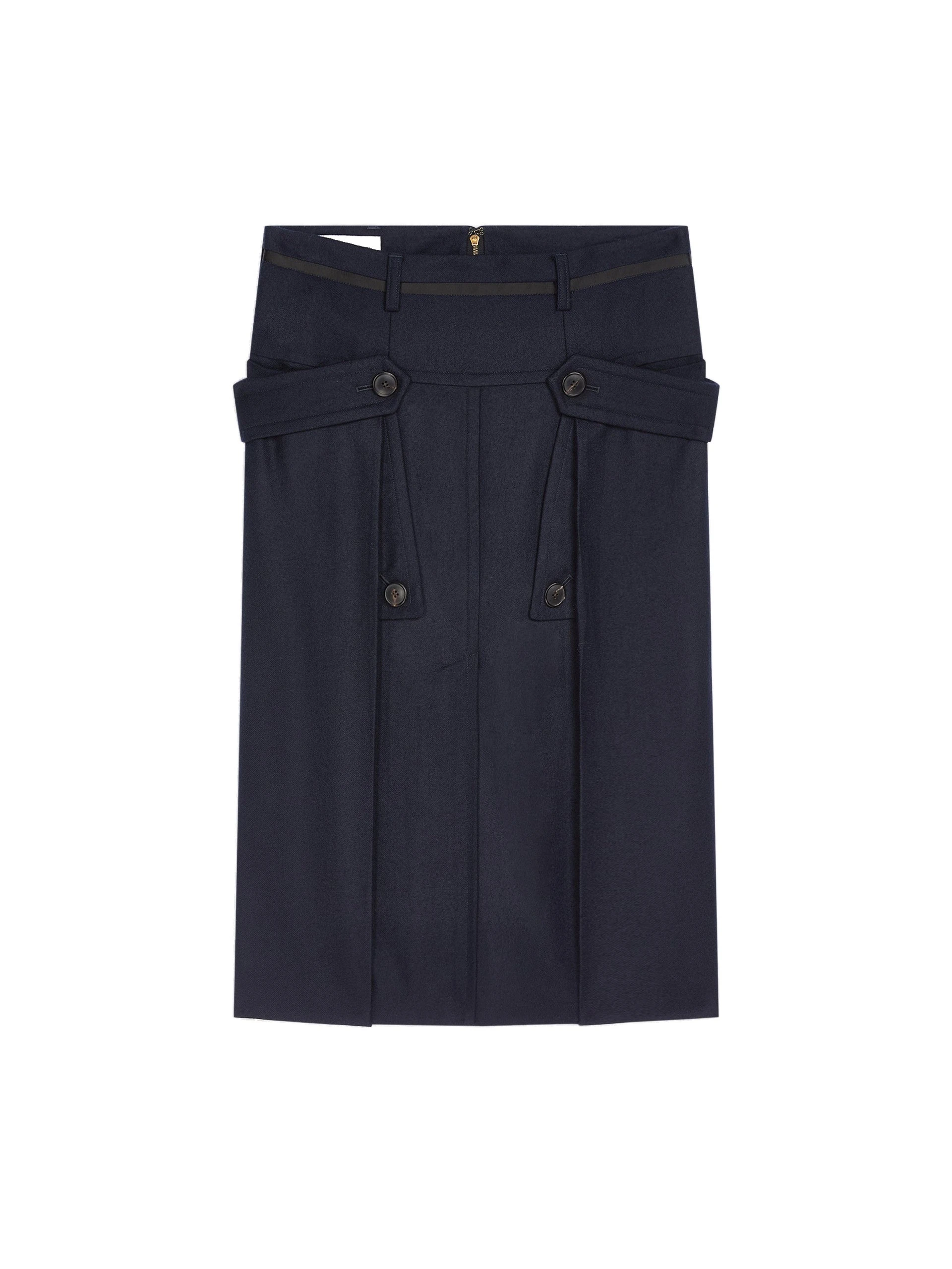 Dries Van Noten Wool midi skirt in Navy | Skirts | Coveti Dries Van Noten Wool midi skirt in Navy | Skirts | Coveti