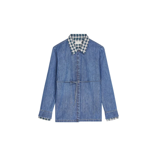 Dries Van Noten Wrap denim shirt in Blue | Tops | Coveti