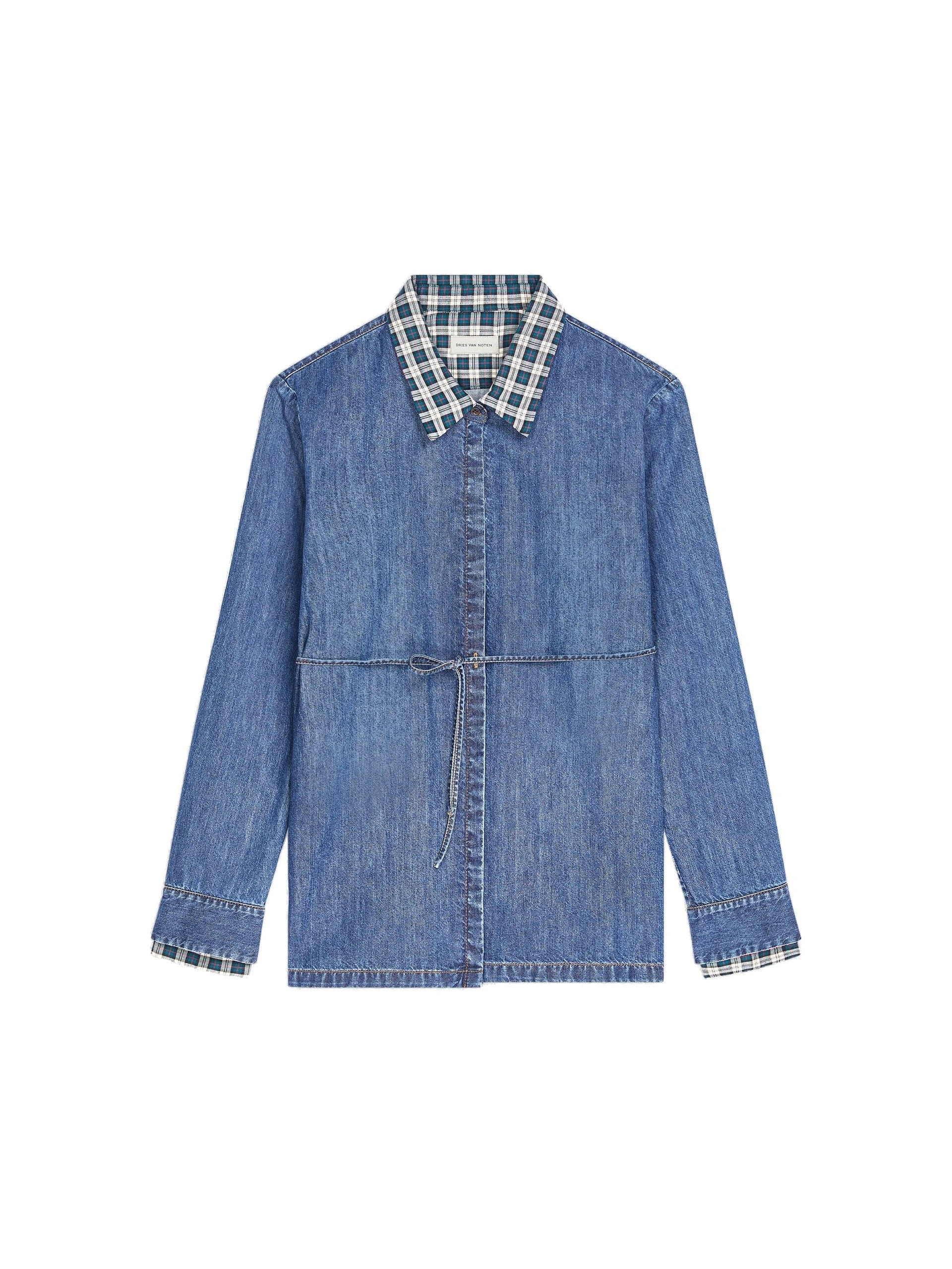 Dries Van Noten Wrap denim shirt in Blue | Tops | Coveti Dries Van Noten Wrap denim shirt in Blue | Tops | Coveti
