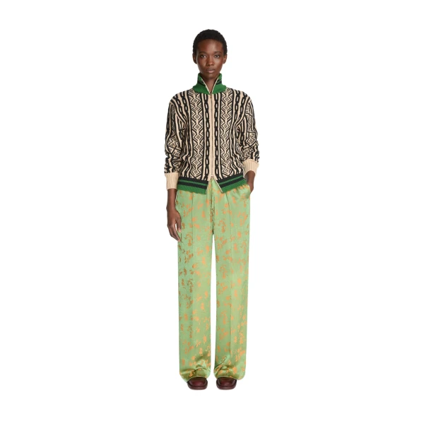 Zipped wool cardigan in Champagne - Image 2