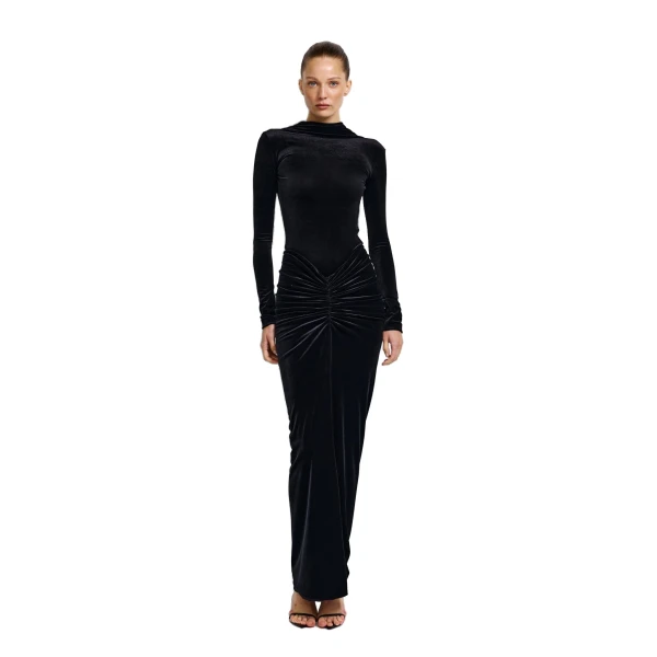Barton Skirt in Black Velvet