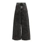 Black acid-wash wide-leg jeans