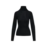Black ribbed wool-blend turtleneck sweater