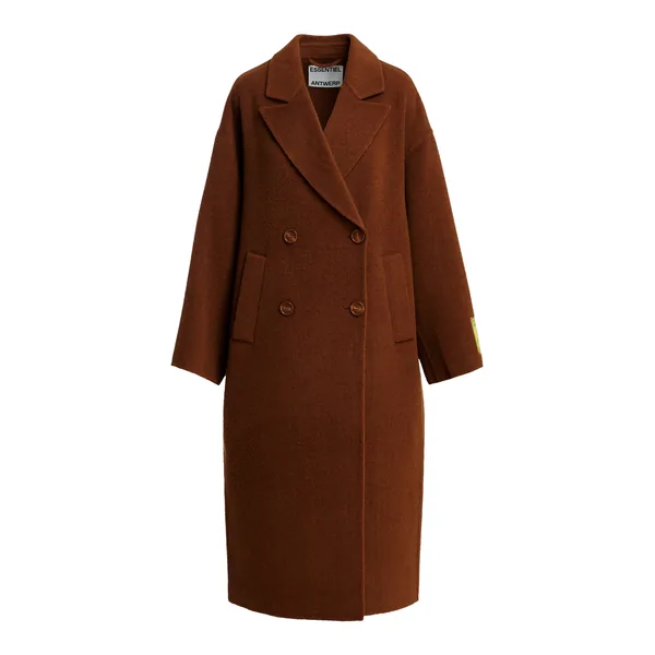 Brown oversized wool-cashmere blend coat