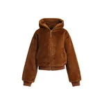 Brown reversible faux fur hooded jacket