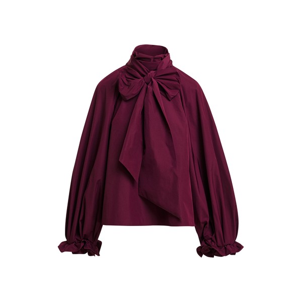 Burgundy oversized pussy-bow top