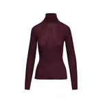 Burgundy ribbed wool-blend turtleneck sweater